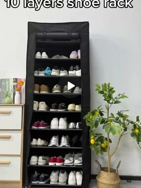 Black 10-Tier Shoe Organizer Closet Rack by
